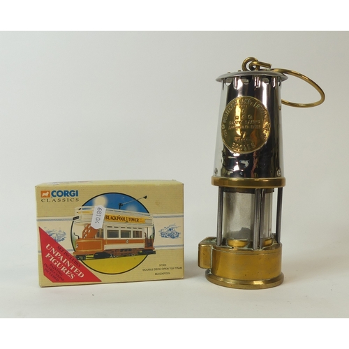 151 - The Protector Lamp and Lighting Eccles Miners safety lamp type 6, together with Corgi Classics 97365... 