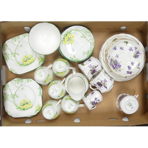 386 - A New Chelsea Staffs 'Primrose Dale' part tea set to include:- Teacups, saucers, side plates, sugar ... 