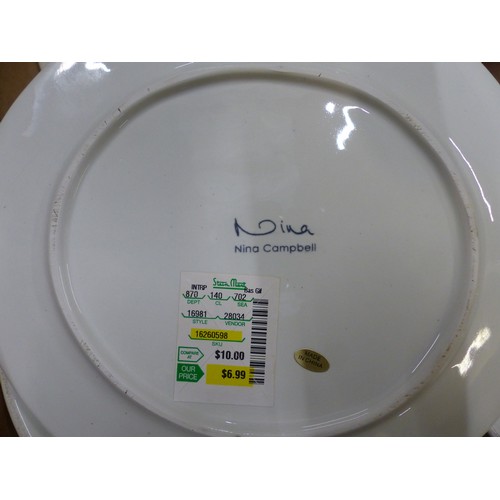 446 - Nina Campbell designed dinnerware, 30 pieces, new old stock, unused with labels attached (2 trays).