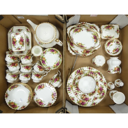 620 - Royal Albert Old Country Roses part tea and dinner set to include teapot, two sugar bowl, lidded tri... 
