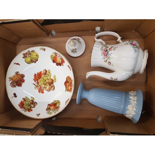 311 - Mixed named ceramics to include a Royal Albert large coffee pot in the Moss Rose pattern, a Wedgwood... 