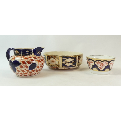 87 - Wileman & Co Imari pattern style bowl, Gaudy Welsh gilded Imari pattern style jug (chipped spout) an... 
