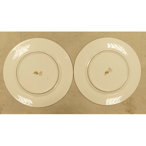 549 - De Lamerie Fine Bone China, heavily decorated gilt plates in blue & green colouring. (2)