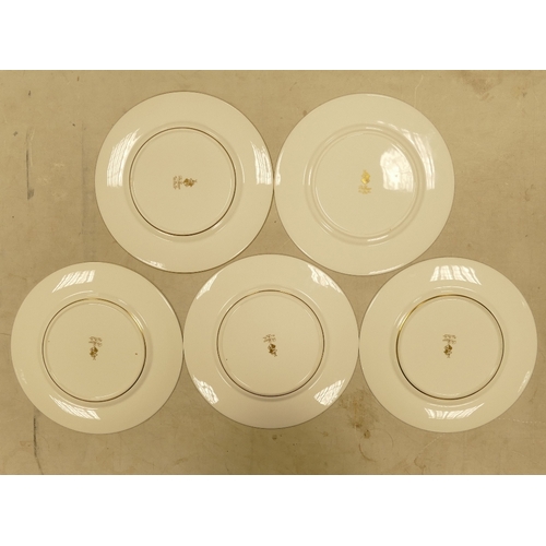 565 - De Lamerie Fine Bone China, a selection of heavily gilt plates in varied colourways & designs. Made ... 