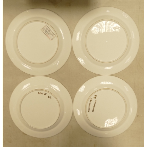 538 - De Lamerie Fine Bone China, a selection of heavily gilt plates in varied colourways & designs. Made ... 