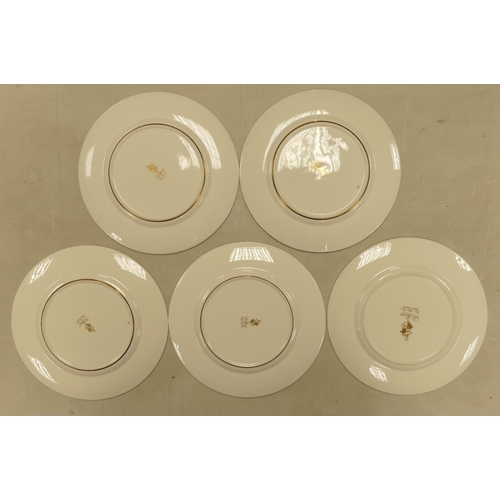 522 - De Lamerie Fine Bone China, a selection of heavily gilt plates in varied colourways & designs. Made ... 