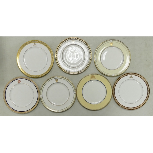 529 - De Lamerie Fine Bone China, a selection of heavily gilt plates in varied colourways & designs. Made ... 