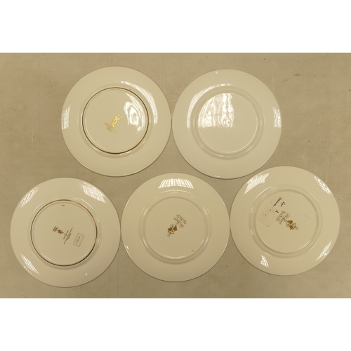 537 - De Lamerie Fine Bone China, a selection of heavily gilt plates in varied colourways & designs. Made ... 