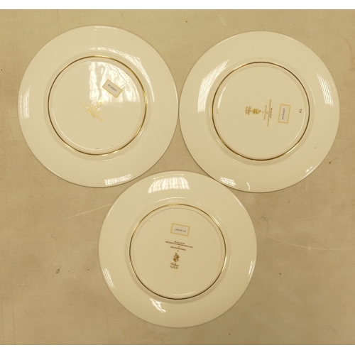 539 - De Lamerie Fine Bone China, a selection of heavily gilt plates in varied colourways & designs. Made ... 