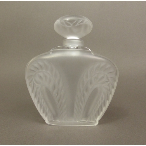 152 - Contemporary Lalique glass perfume bottle, signed to the underside 'Lalique France', height 10cm.