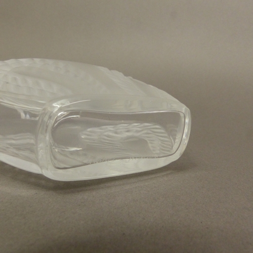152 - Contemporary Lalique glass perfume bottle, signed to the underside 'Lalique France', height 10cm.