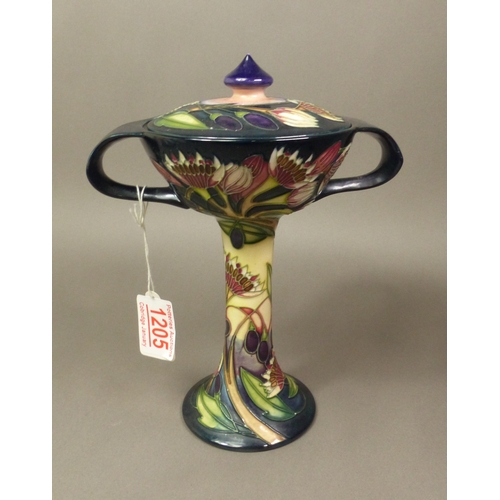 130 - Moorcroft Symphony pattern bonbonniere and cover, an MCC piece, dated 2004, height 21.5cm.