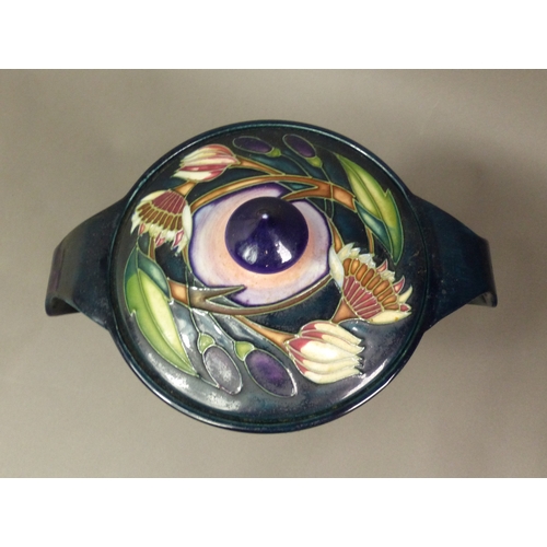 130 - Moorcroft Symphony pattern bonbonniere and cover, an MCC piece, dated 2004, height 21.5cm.