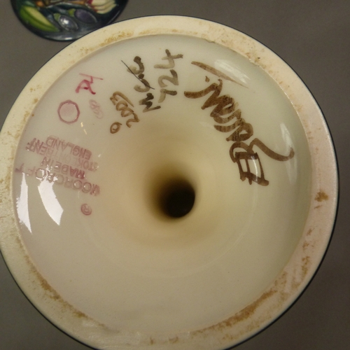 130 - Moorcroft Symphony pattern bonbonniere and cover, an MCC piece, dated 2004, height 21.5cm.