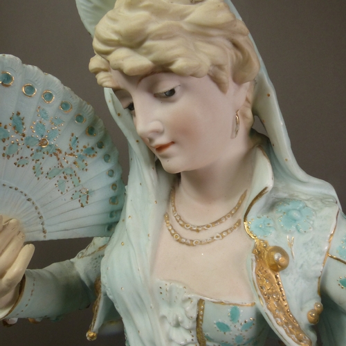 80 - Two large Continental figures depicting a male musician and a female dancer, height 49cm (2).