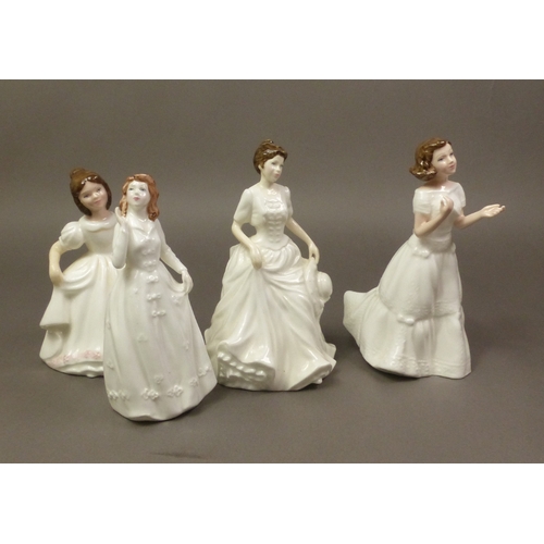 57 - Four small Royal Doulton figures, Joy HN3875, Harmony HN4096, Welcome HN3764 and Amanda HN3635 (4).