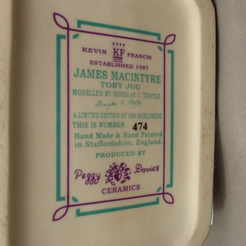 198 - Kevin Francis toby jug James Macintyre, limited edition, number 474 of 500, height 22cm.