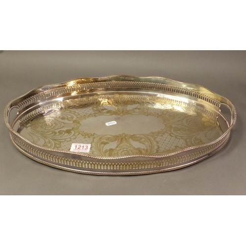 168 - Large silver-plated galleried tray, max diameter 49cm.