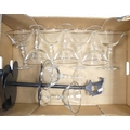 Metal, three bottle wine rack with nine large Laura Ashley cocktail ...