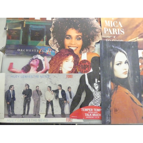 608 - A collection of music card board cut outs featuring Carpenters, Musical Youth, Diana Ross, Huey Lewi... 