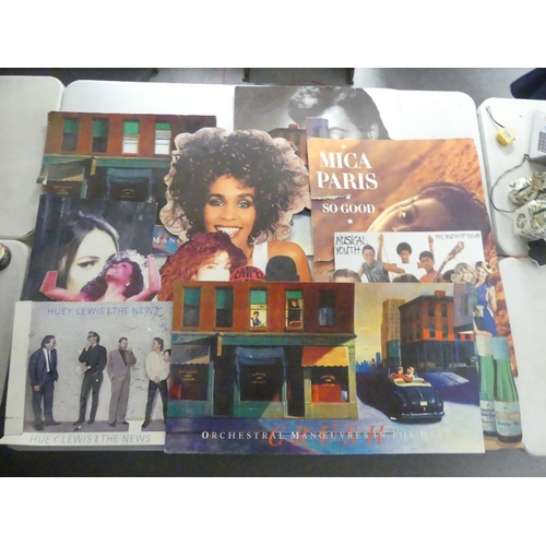 608 - A collection of music card board cut outs featuring Carpenters, Musical Youth, Diana Ross, Huey Lewi... 