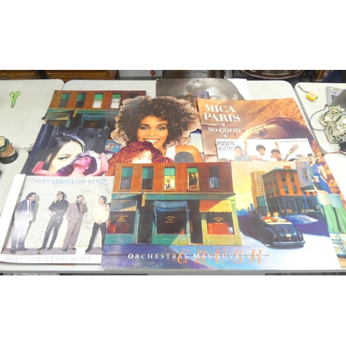 608 - A collection of music card board cut outs featuring Carpenters, Musical Youth, Diana Ross, Huey Lewi... 