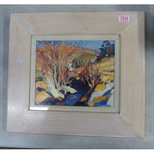 442B - Framed oil on canvas board by James Fullarton Snow Scene, Straiton, overall size 51cm x 46cm.