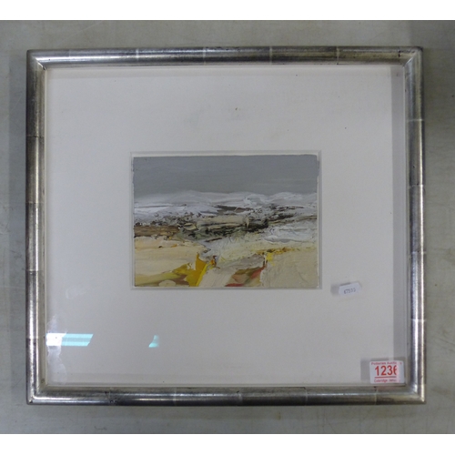 265 - Framed oil on board by Chris Bushe RSW, The Bare Bones of Winter, overall size 45cm x 41cm.