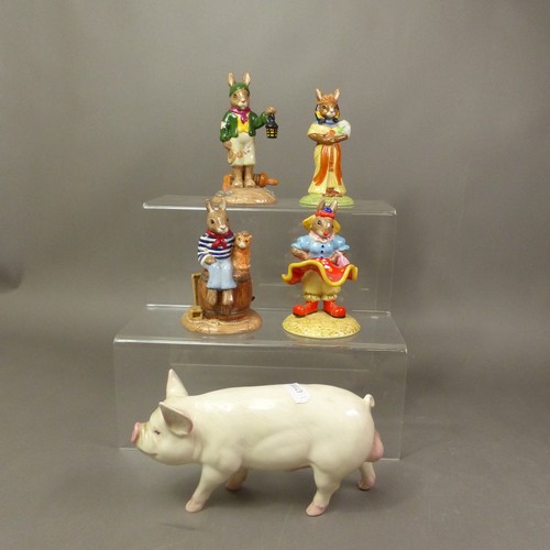 166 - Royal Doulton Bunnykin's figures, Seaman DB322, Cabin Boy DB324, Clarissa the Clown DB331 and Ankhes... 