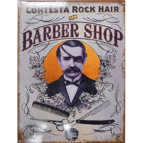214 - Medium size tin 'Barber Shop' advertising sign. (H: 40cm x L: 30cm)