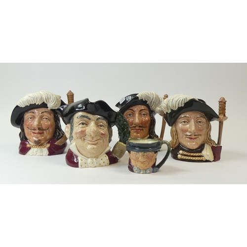 75 - Royal Doulton character jugs to include Aramis D6441, Athos, Porthos D6440, Mine Host D6468 and Jonn... 