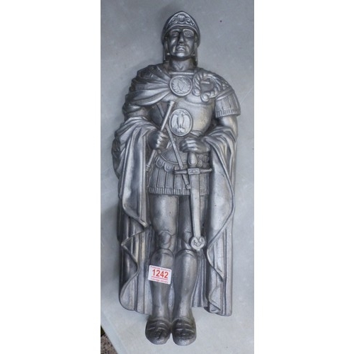 146 - Cast metal Roman Centurion flat-back wall plaque, height 53cm.