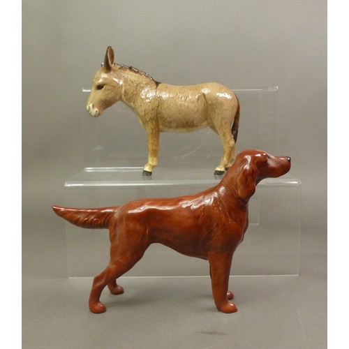 113 - Beswick Red Setter, together with a Beswick donkey (2).