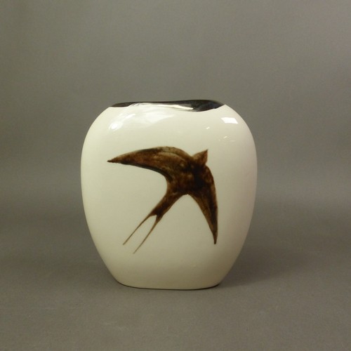 66 - Carlton Ware Studio Trial purse vase with swallow decoration 1/1, height 13cm.