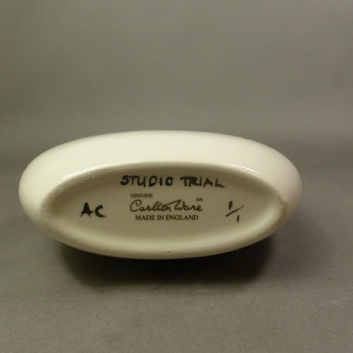 66 - Carlton Ware Studio Trial purse vase with swallow decoration 1/1, height 13cm.