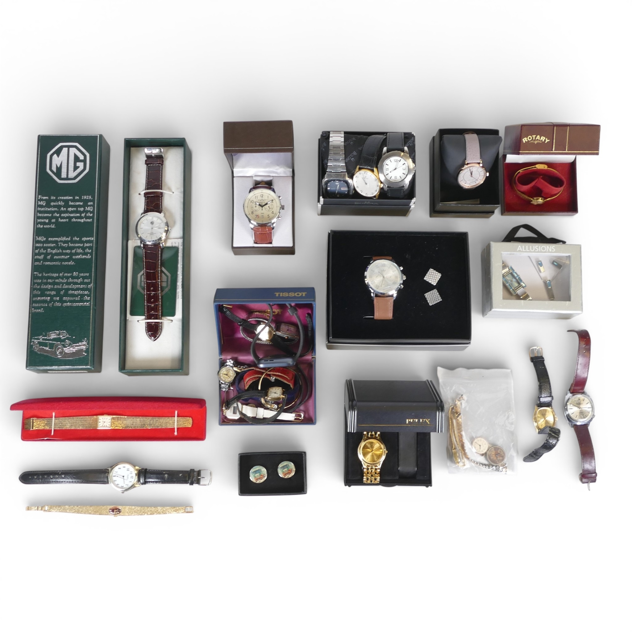 A collection of Ladies & gents watches including MG, Rotary, Dam ...