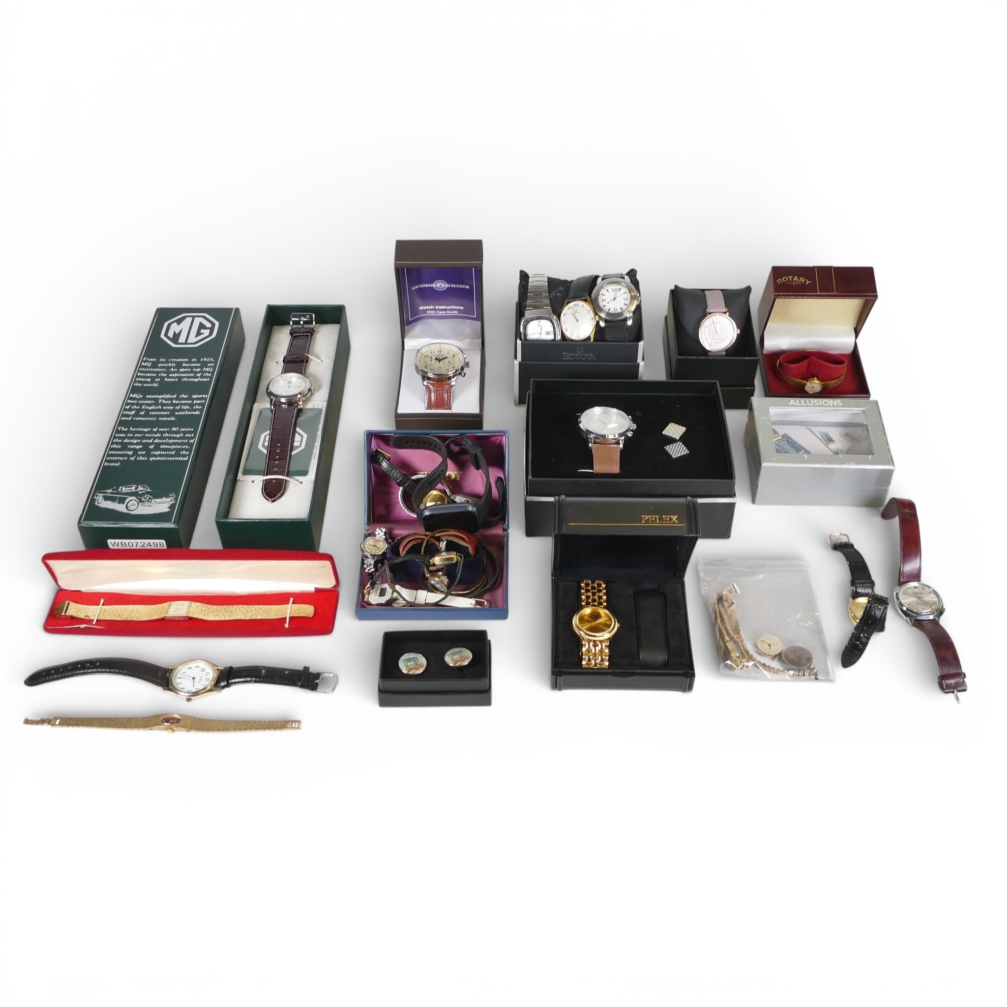 A collection of Ladies & gents watches including MG, Rotary, Dam ...