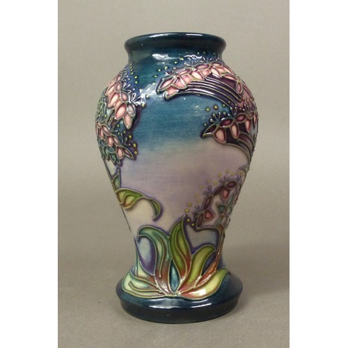 94 - Moorcroft vase in the Gypsy pattern, Rachel Bishop 2002, silver line second, height 10cm.