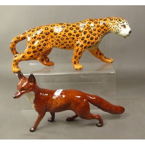 101 - Beswick Leopard, model no. 1082, together with a Beswick Standing Fox (2).