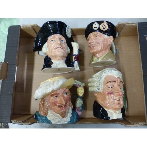 72 - Four Royal Doulton large character jugs, The Lawyer D6498, Monty D6202, Scaramouche D6814 and George... 
