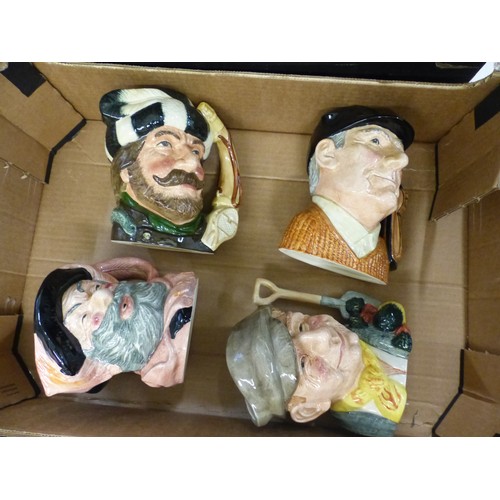 71 - Four Royal Doulton large character jugs, Trapper D6609, Golfer D6623, The Gardener D6630 and Falstaf... 