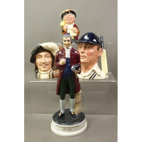 73 - Royal Doulton character jugs, The Hampshire Cricketer D6739, Athos D6452 (seconds), Toby jug Mr Tons... 