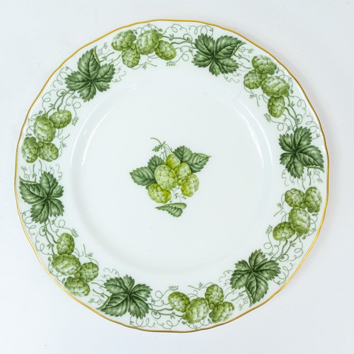 374 - Royal Worcester ' Hop' green on white design to include:- large serving platter, eight dinner plates... 