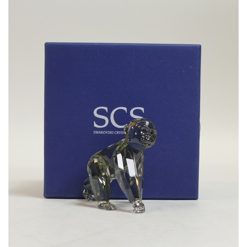 132 - Swarovski Black Diamond Crystal Infant Gorilla (955440) retired 2009, designed by Anton Hirzinger. H... 