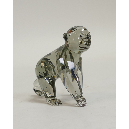 132 - Swarovski Black Diamond Crystal Infant Gorilla (955440) retired 2009, designed by Anton Hirzinger. H... 