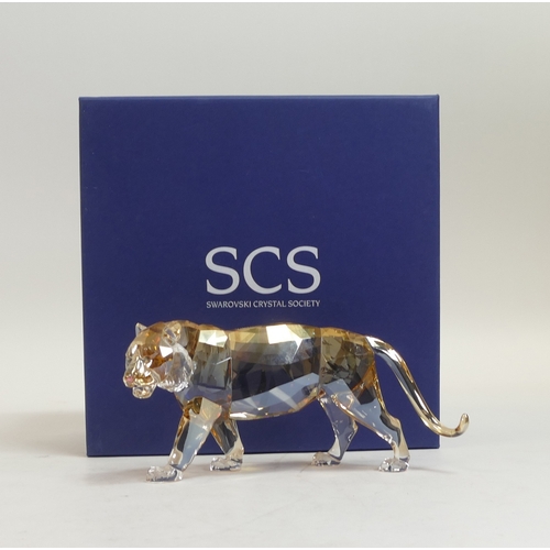 133 - Swarovski Amber Crystal 'Endangered Wildlife Tiger'(1003148) retired 2010, designed by Elisabeth Ada... 