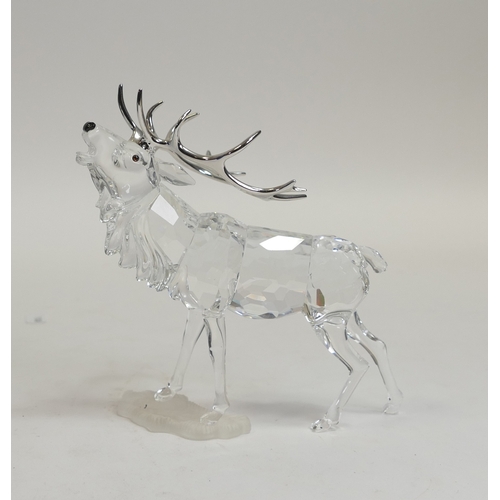 145 - Swarovski Crystal Stag figurine (291431), by Adi Stocker, with original box and certificate. (H: 14c... 