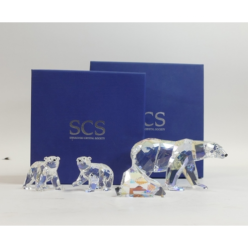 146 - Swarovski Crystal Siku The Polar Bear (1053154) with Two Polar Bear Cubs (1079156) all retired 2011 ... 