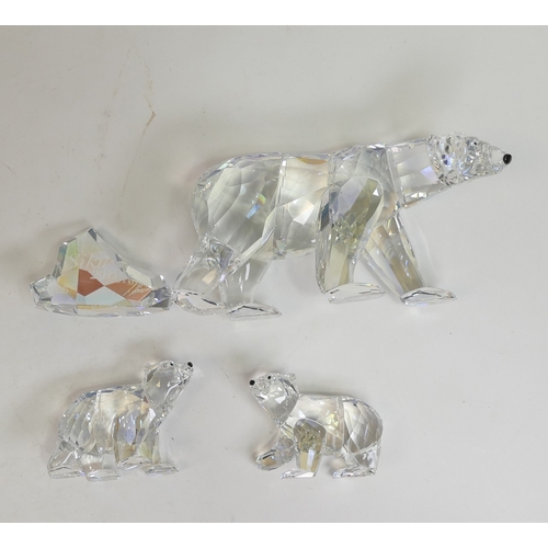 146 - Swarovski Crystal Siku The Polar Bear (1053154) with Two Polar Bear Cubs (1079156) all retired 2011 ... 