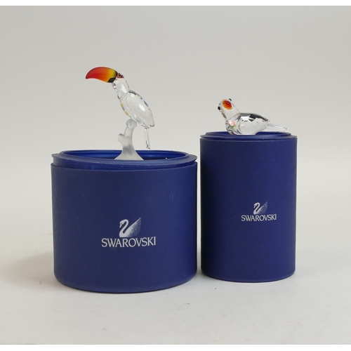 155 - Swarovski Crystal Feathered Beauties Collection to include:- Parrot (294047) together with Toucan (2... 
